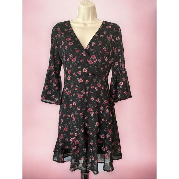 Altar'd State Dresses & Skirts - Altar'd State Black and Pink Floral Mini Dress